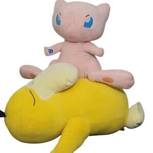 POKEMON MEW CAT BUILD A BEAR PLUSH & PSYDUCK YELLOW DUCK LOT OF 2 LARGE READ!